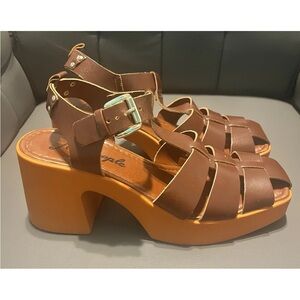 Free People Brown Platform Fishermen Sandals 10 M